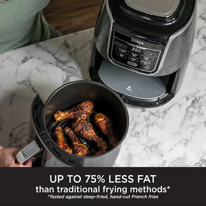 Ninja Air Fryer MAX, 5.2L, 6-in-1, Uses No Oil, Air Fry, Max Crisp, Roast, Bake, Reheat, Dehydrate, Family Size, Digital, Cook From Frozen, Non-Stick, Dishwasher Safe Basket, Grey & Black, AF160UK