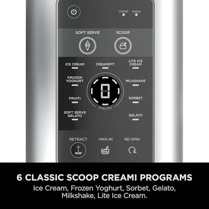 Ninja CREAMi Scoop and Swirl Soft Serve and Ice Cream Maker with 2x Tubs, 13 Functions, Makes Ice Cream, Soft Serve, Gelato, Sorbet, Milkshakes and More, Mix-In Option, Platinum Silver, NC701UK