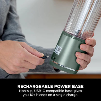 Ninja Blast Portable Blender, 530ml, Leakproof Lid & Sip Spout, Powerful Cordless Mini Blender, Rechargeable, Portable Smoothies, Protein Shakes, Blends Ice & Frozen Fruit, Forest Green, BC151UKEM