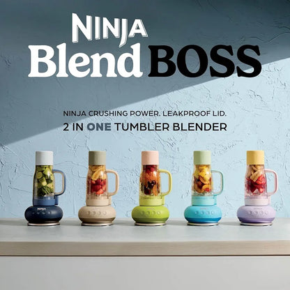 Ninja BlendBoss Blender with Portable Tumbler, Personal Blender with Removeable Travel Tumbler, 3 Auto Preset Modes, Blue Raspberry DB351UKBL