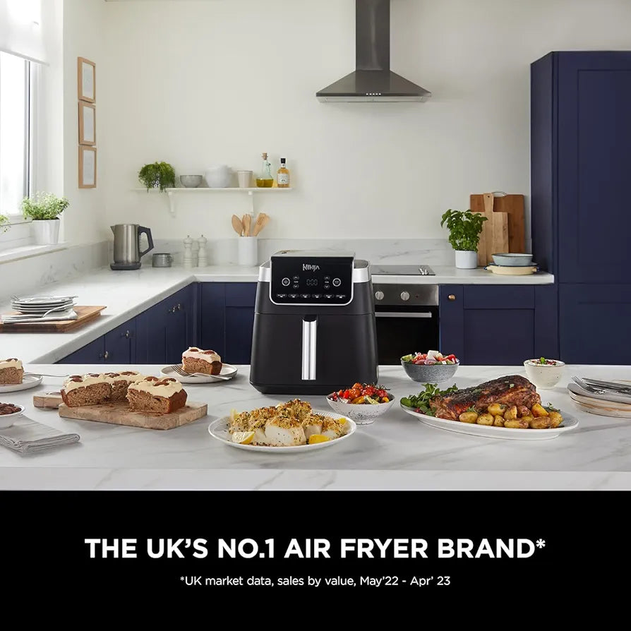 Ninja Air Fryer MAX PRO, 6.2L, Uses No Oil, Large Square Single Drawer, Roast, Bake, Air Fry, Digital, Cook From Frozen, Non-Stick, Dishwasher Safe Basket & Crisper Plate, Grey, AF180UKBRN