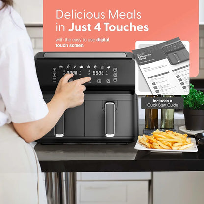 Keplin 9L Dual Zone Air Fryer - 8in1 Cooking Functions - 2700W Energy-Saving Cooker - Extra-Large