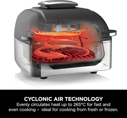 Ninja Foodi Health Grill & Air Fryer 5.7L with Cyclonic Air Technology, 5-in-1, Air Fry, Grill, Bake, Roast, Dehydrate, Dishwasher Safe Parts, Cleaning Brush, Black/Silver AG301UK