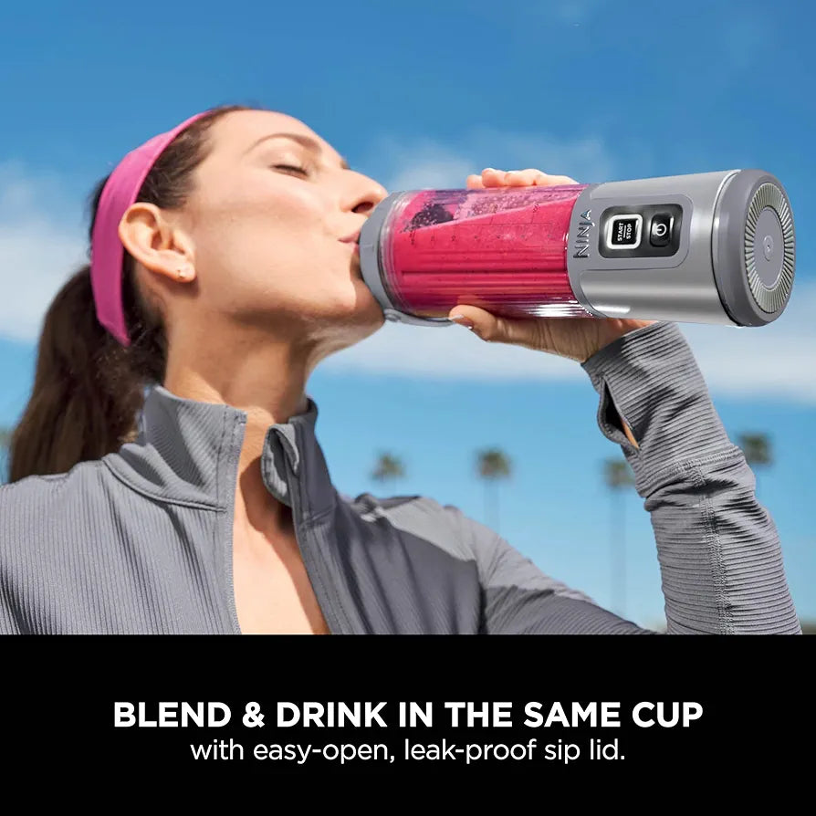 Ninja 2-Pack Blast 530ml Portable Blender, Leakproof Lid & Sip Spout, Cordless Mini Blender, Rechargeable, Portable Smoothies, Protein Shakes, & Frozen Fruit, Rose Gold & Metallic Silver, BC151UKEUGV