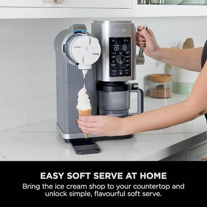 Ninja CREAMi Scoop and Swirl Soft Serve and Ice Cream Maker with 2x Tubs, 13 Functions, Makes Ice Cream, Soft Serve, Gelato, Sorbet, Milkshakes and More, Mix-In Option, Platinum Silver, NC701UK