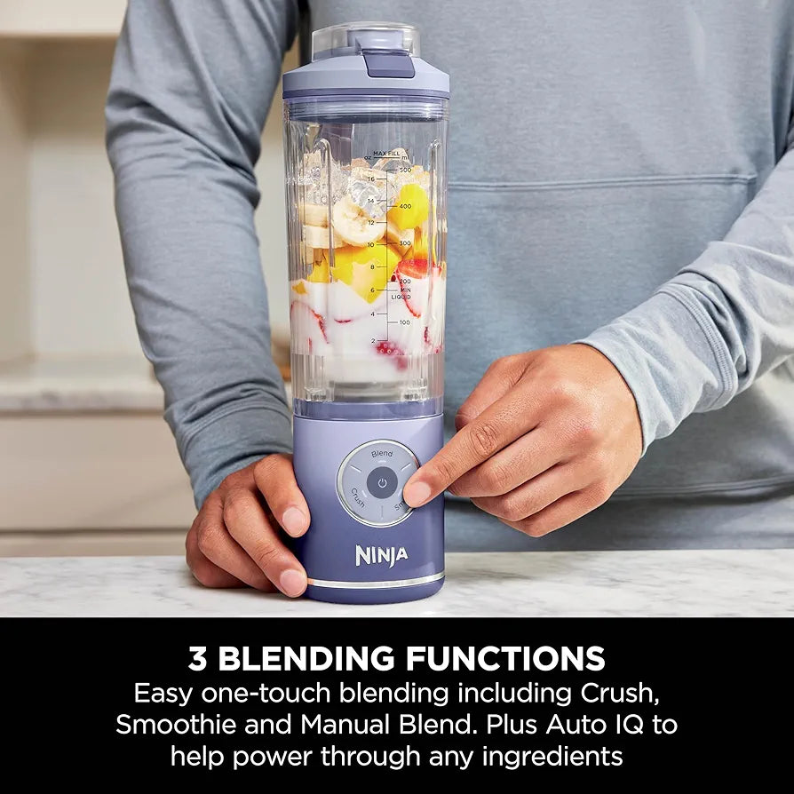 Ninja Blast Max Portable Blender, 570ml, Rechargeable Battery, Blending Cup & Leak-proof Lid, 3x Blend Functions, Makes Smoothies, Protein Shakes, Blends Ice & Frozen Fruit, Lavender BC251EULD