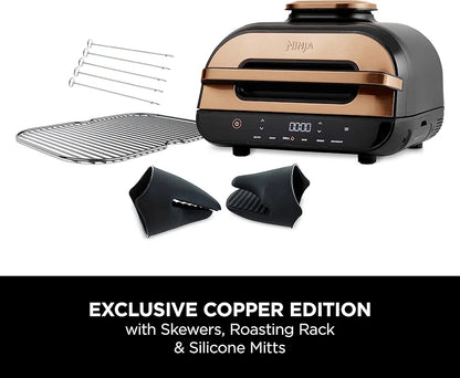 Ninja Foodi MAX Health Grill & Air Fryer 3.8L with Digital Cooking Probe, 6-in-1 Air Fry, Bake, Roast & more, Dishwasher Safe Parts, Large Grill Plate, Copper/Black Amazon Exclusive AG551UKCP