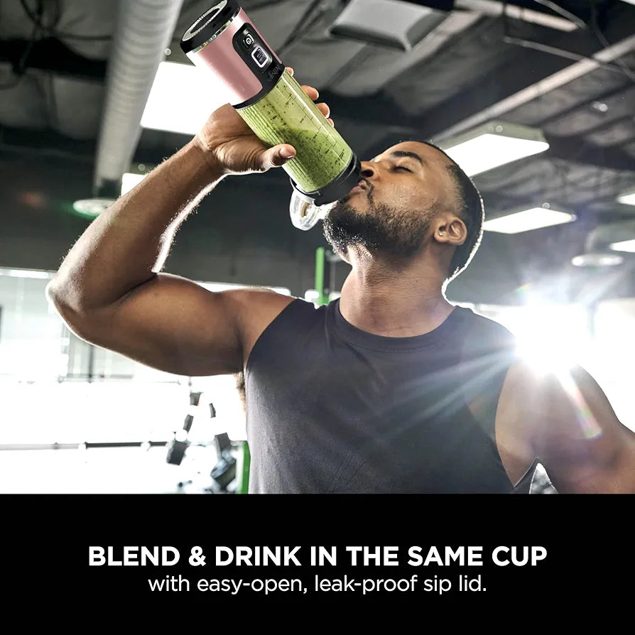 Ninja 2-Pack Blast 530ml Portable Blender, Leakproof Lid & Sip Spout, Cordless Mini Blender, Rechargeable, Portable Smoothies, Protein Shakes, & Frozen Fruit, Rose Gold & Metallic Silver, BC151UKEUGV
