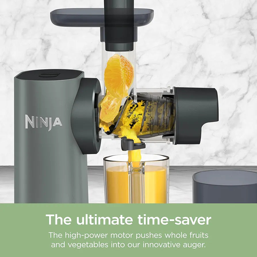Ninja 3-in-1 Cold Press Juicer with Slice and Shred Blades, 700ml Jug and 1.1L Pulp Container, Make Fresh Juices and Process Vegetables, Compact, Dishwasher Safe Removeable Parts, Grey JC152UK