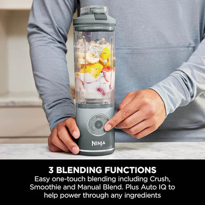 Ninja Blast Max Portable Blender, 570ml, Rechargeable Battery, Blending Cup & Leak-proof Lid, 3x Blend Functions, Makes Smoothies, Protein Shakes, Blends Ice & Frozen Fruit, Silver BC251EUSL