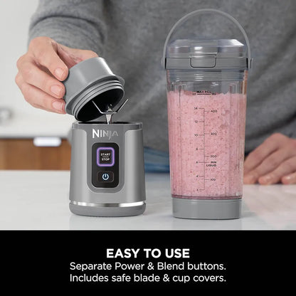 Ninja 2-Pack Blast 530ml Portable Blender, Leakproof Lid & Sip Spout, Cordless Mini Blender, Rechargeable, Portable Smoothies, Protein Shakes, & Frozen Fruit, Rose Gold & Metallic Silver, BC151UKEUGV