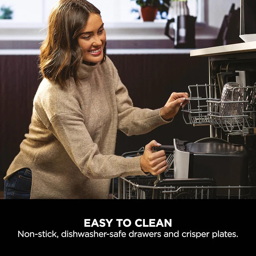 Ninja MAX Dual Zone Digital Air Fryer, 2 Drawers, 9.5L, 6-in-1, Uses No Oil, Air Fry, Max Crisp, Roast, Bake, Reheat, Dehydrate, Non-Stick, Dishwasher Safe Baskets, Stone Gold DZ400UKSTGD