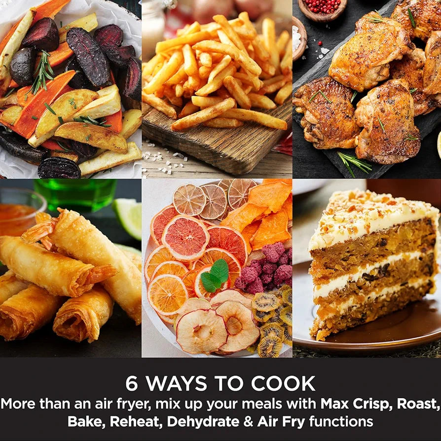Ninja Air Fryer MAX, 5.2L, 6-in-1, Uses No Oil, Air Fry, Max Crisp, Roast, Bake, Reheat, Dehydrate, Family Size, Digital, Cook From Frozen, Non-Stick, Dishwasher Safe Basket, Grey & Black, AF160UK