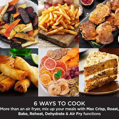 Ninja Air Fryer MAX, 5.2L, 6-in-1, Uses No Oil, Air Fry, Max Crisp, Roast, Bake, Reheat, Dehydrate, Family Size, Digital, Cook From Frozen, Non-Stick, Dishwasher Safe Basket, Grey & Black, AF160UK