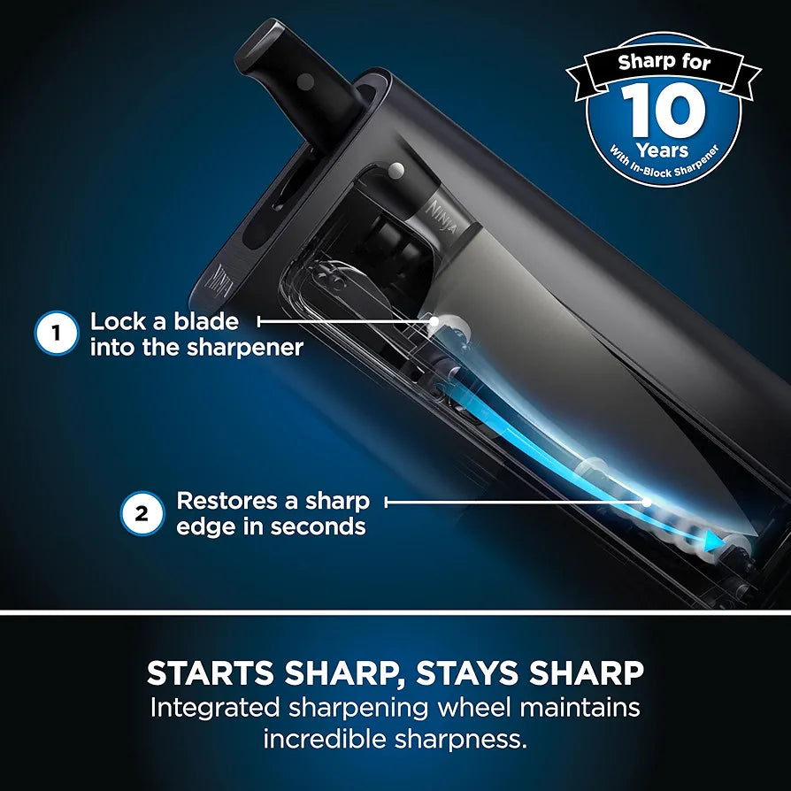 Ninja Foodi StaySharp 5-Piece Knife Set, Block & Sharpener