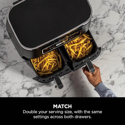 Ninja Foodi Dual Zone Digital Air Fryer, 2 Drawers, 7.6L, 4-in-1, Uses No Oil