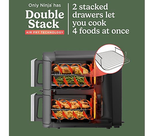 Outlet Ninja Double Stack XL 2 Drawer 9.5L Air Fryer with Smart Cook SL451UK