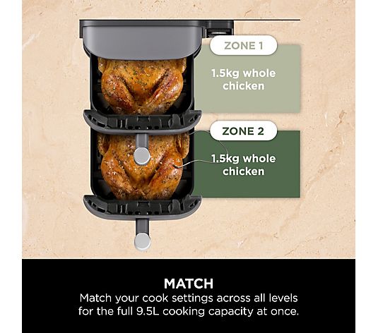 Outlet Ninja Double Stack XL 2 Drawer 9.5L Air Fryer with Smart Cook SL451UK