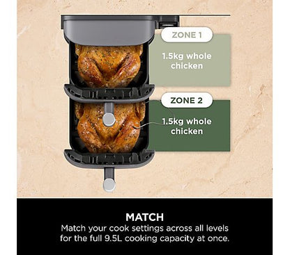 Outlet Ninja Double Stack XL 2 Drawer 9.5L Air Fryer with Smart Cook SL451UK