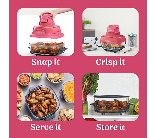 Ninja CRISPi 4-in-1 Glass Portable Air Fryer with Additional 2x 1.4L Containers