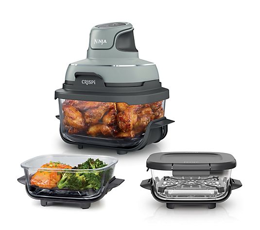 Ninja CRISPi 4-in-1 Glass Portable Air Fryer with Additional 2x 1.4L Containers
