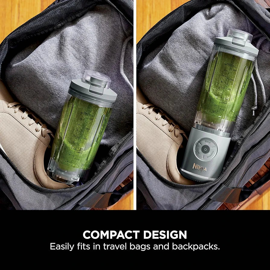 Ninja Blast Max Portable Blender, 570ml, Rechargeable Battery, Blending Cup & Leak-proof Lid, 3x Blend Functions, Makes Smoothies, Protein Shakes, Blends Ice & Frozen Fruit, Silver BC251EUSL