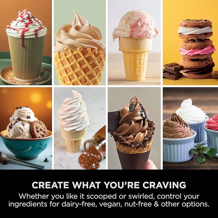 Ninja CREAMi Scoop and Swirl Soft Serve and Ice Cream Maker with 2x Tubs, 13 Functions, Makes Ice Cream, Soft Serve, Gelato, Sorbet, Milkshakes and More, Mix-In Option, Platinum Silver, NC701UK