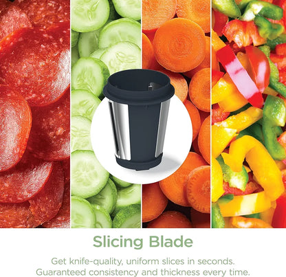 Ninja 3-in-1 Cold Press Juicer with Slice and Shred Blades, 700ml Jug and 1.1L Pulp Container, Make Fresh Juices and Process Vegetables, Compact, Dishwasher Safe Removeable Parts, Grey JC152UK