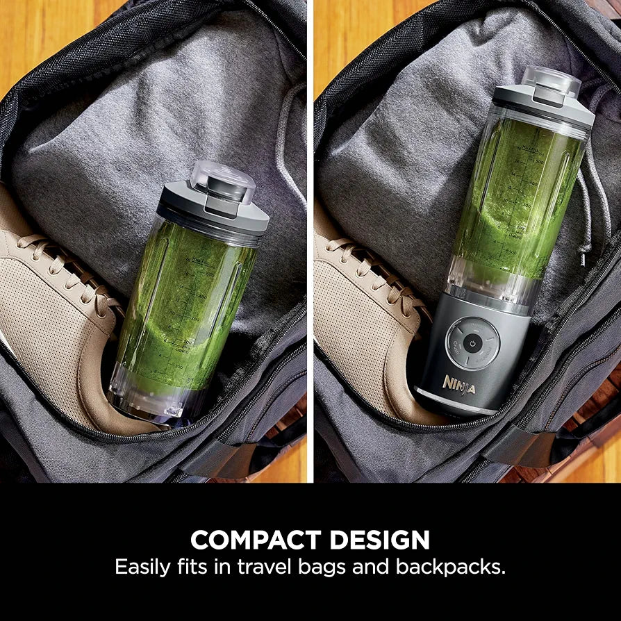 Ninja Blast Max Portable Blender, 570ml, Rechargeable Battery, Blending Cup & Leak-proof Lid, 3x Blend Functions, Makes Smoothies, Protein Shakes, Blends Ice & Frozen Fruit, Cool Grey BC251EUGY