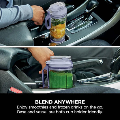 Ninja Blast Max Portable Blender, 570ml, Rechargeable Battery, Blending Cup & Leak-proof Lid, 3x Blend Functions, Makes Smoothies, Protein Shakes, Blends Ice & Frozen Fruit, Lavender BC251EULD