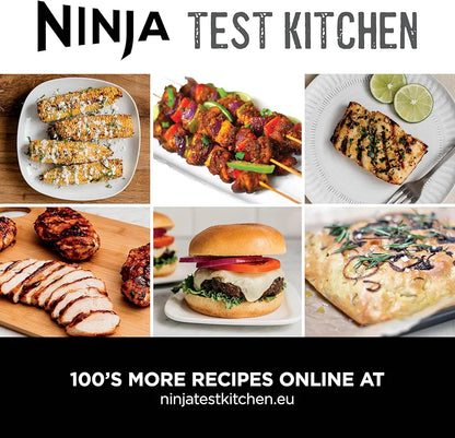Ninja 6-in-1 MAX Indoor Grill & Air Fryer, 6 Cooking Functions, Make Up to 6 Burgers, 3.8L Capacity, Low Smoke, Includes Digital Meat Thermometer, Grey/Silver, DG551UK