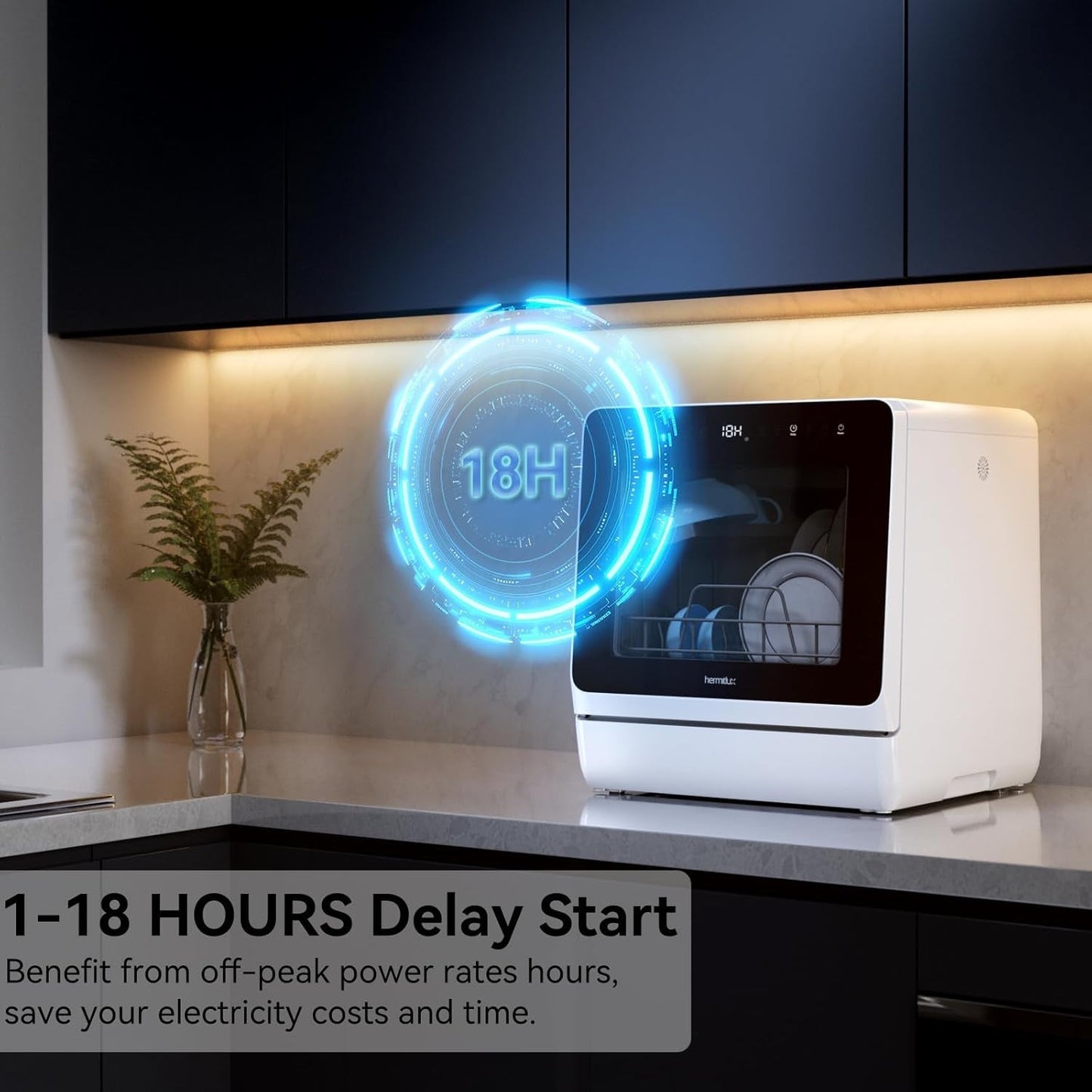 RavoDeals™ Table Top Dishwasher 7+3 Programmes, Mini Countertop Dishwasher with 5 Place Settings, Delayed Star Function & Child Lock