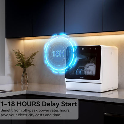 RavoDeals™ Table Top Dishwasher 7+3 Programmes, Mini Countertop Dishwasher with 5 Place Settings, Delayed Star Function & Child Lock